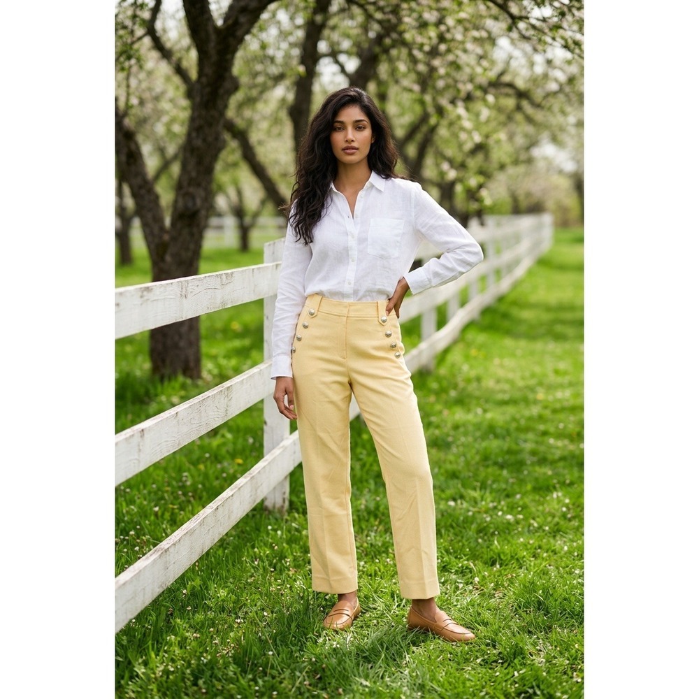 White House Black Market  10‎ Jolie Straight Leg Pants Yellow Sgt Pepper NWT